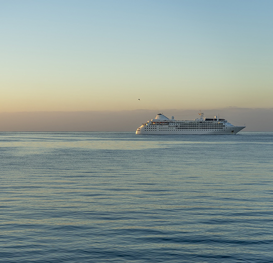 Cruise ship on the ocean.